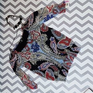 New With Tags womens Petite paisley shirt with rhinestones.